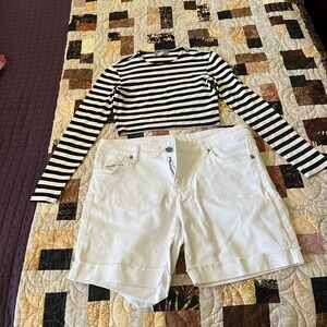 Henri Bendel Black and White Striped Crop Top